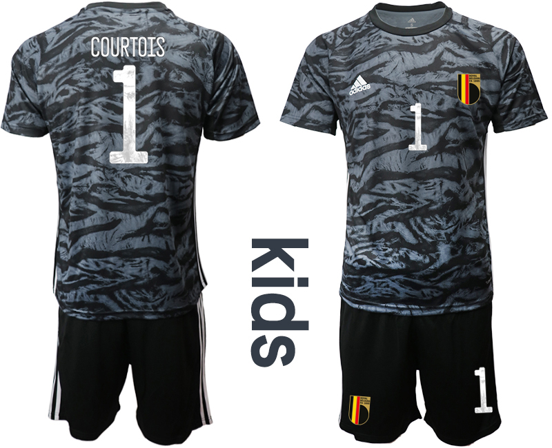 Youth 2021 European Cup Belgium black goalkeeper #1 Soccer Jersey2->belgium jersey->Soccer Country Jersey